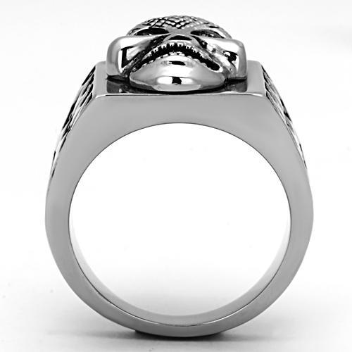 TK1056 - High polished (no plating) Stainless Steel Ring with Top Grade Crystal  in Black Diamond