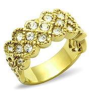 TK1394 - IP Gold(Ion Plating) Stainless Steel Ring with Top Grade Crystal  in Clear