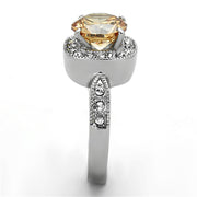TK1495 - High polished (no plating) Stainless Steel Ring with AAA Grade CZ  in Champagne