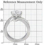 TK169 - High polished (no plating) Stainless Steel Ring with AAA Grade CZ  in Clear