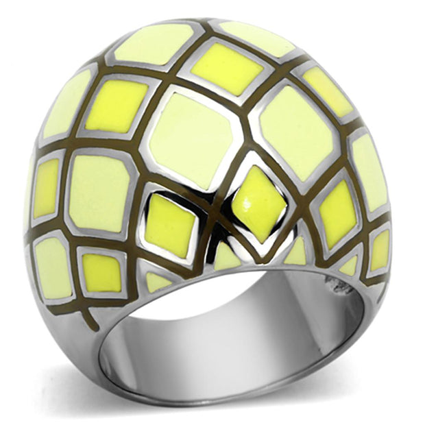 TK1173 - High polished (no plating) Stainless Steel Ring with Epoxy  in Multi Color