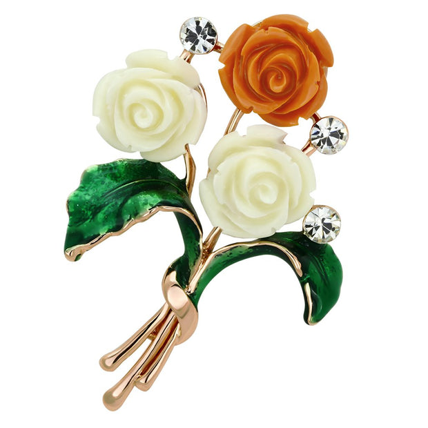 LO2790 - Flash Rose Gold White Metal Brooches with Synthetic Synthetic Stone in Multi Color