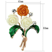 LO2790 - Flash Rose Gold White Metal Brooches with Synthetic Synthetic Stone in Multi Color