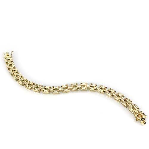 LOS601 - Gold 925 Sterling Silver Bracelet with AAA Grade CZ  in Champagne