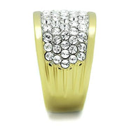 TK1545 - Two-Tone IP Gold (Ion Plating) Stainless Steel Ring with Top Grade Crystal  in Clear