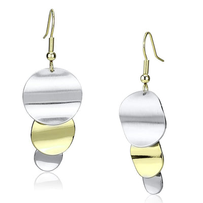 LO2653 - Gold+Rhodium Iron Earrings with No Stone