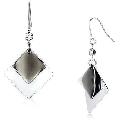 LO2698 - Rhodium Iron Earrings with Top Grade Crystal  in Clear