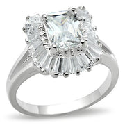 SS040 - Silver 925 Sterling Silver Ring with AAA Grade CZ  in Clear