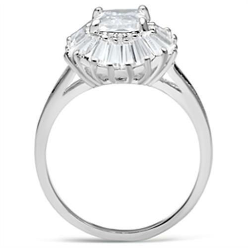 SS040 - Silver 925 Sterling Silver Ring with AAA Grade CZ  in Clear