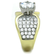 TK1547 - Two-Tone IP Gold (Ion Plating) Stainless Steel Ring with AAA Grade CZ  in Clear