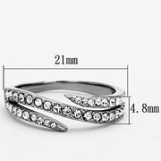 TK1338 - High polished (no plating) Stainless Steel Ring with Top Grade Crystal  in Clear