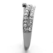 TK1338 - High polished (no plating) Stainless Steel Ring with Top Grade Crystal  in Clear