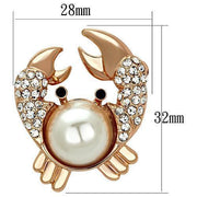 LO2843 - Flash Rose Gold White Metal Brooches with Synthetic Pearl in White