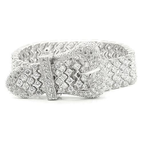 LOS179 - Rhodium 925 Sterling Silver Bracelet with AAA Grade CZ  in Clear