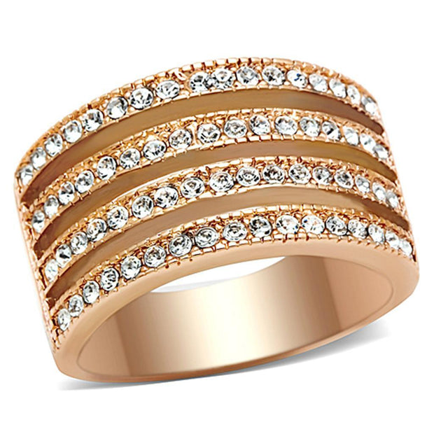 TK1492 - IP Rose Gold(Ion Plating) Stainless Steel Ring with AAA Grade CZ  in Clear