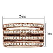 TK1492 - IP Rose Gold(Ion Plating) Stainless Steel Ring with AAA Grade CZ  in Clear