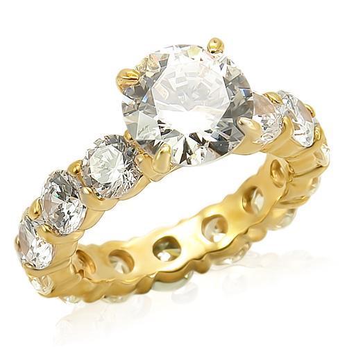 LOS243 - Gold 925 Sterling Silver Ring with AAA Grade CZ  in Clear