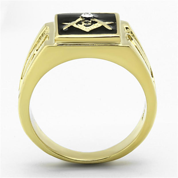 TK1159 - IP Gold(Ion Plating) Stainless Steel Ring with Top Grade Crystal  in Clear