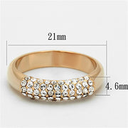 LO3069 - Rose Gold Brass Ring with Top Grade Crystal  in Clear