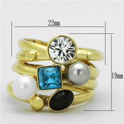 TK1440 - IP Gold(Ion Plating) Stainless Steel Ring with Synthetic Pearl in Multi Color