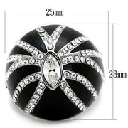 TK1679 - High polished (no plating) Stainless Steel Ring with Top Grade Crystal  in Clear