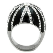 TK1679 - High polished (no plating) Stainless Steel Ring with Top Grade Crystal  in Clear