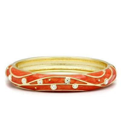 LO2144 - Flash Gold White Metal Bangle with Top Grade Crystal  in Clear