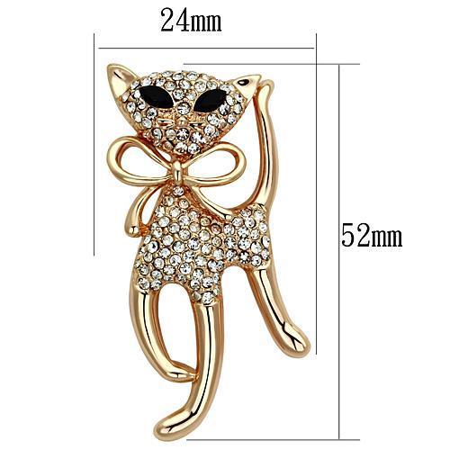 LO2901 - Flash Rose Gold White Metal Brooches with Top Grade Crystal  in Jet