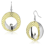 LO2672 - Gold+Rhodium Iron Earrings with Top Grade Crystal  in Clear