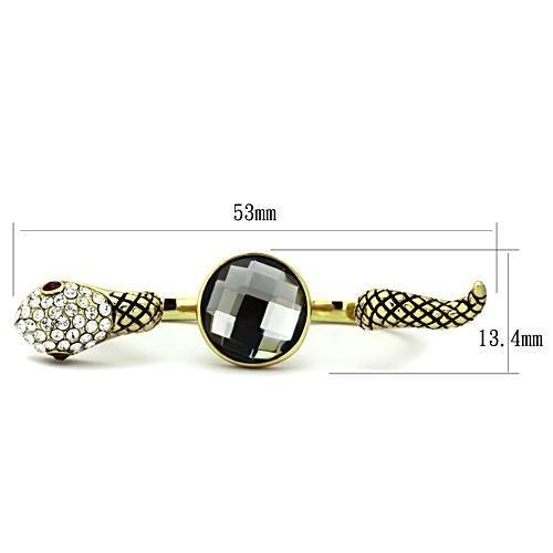 TK1036 - IP Gold(Ion Plating) Stainless Steel Ring with Synthetic Glass Bead in Black Diamond