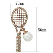 LO2930 - Flash Rose Gold White Metal Brooches with Synthetic Pearl in White