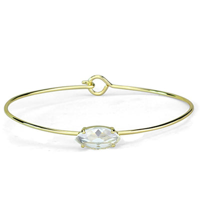 LO3260 - Gold Brass Bangle with AAA Grade CZ  in Clear