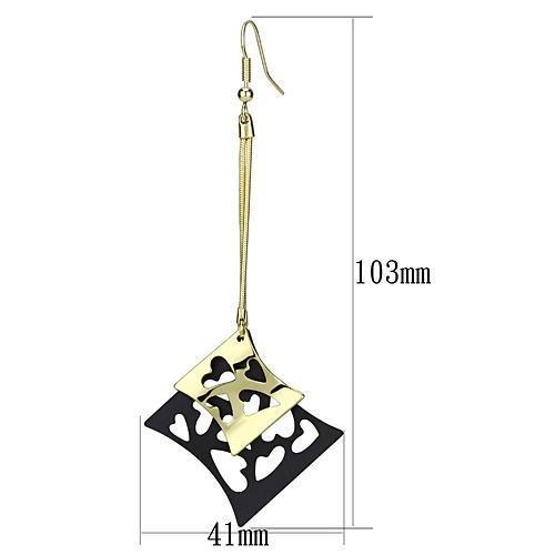 LO2704 - Gold+Ruthenium Iron Earrings with No Stone