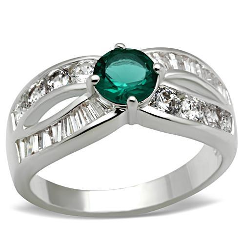 SS014 - Silver 925 Sterling Silver Ring with Synthetic Synthetic Glass in Blue Zircon