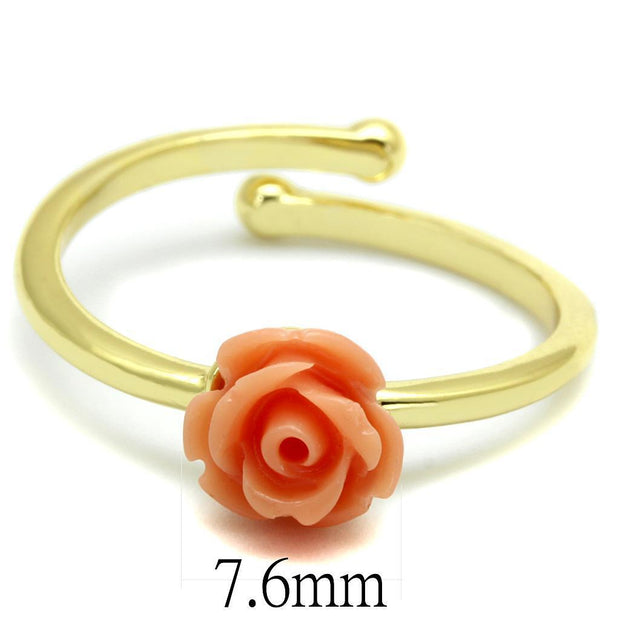 LO4059 - Flash Gold Brass Ring with Synthetic Synthetic Stone in Light Peach