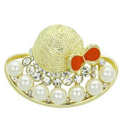 LO2764 - Flash Gold White Metal Brooches with Synthetic Pearl in White