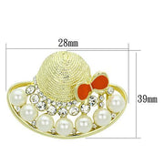 LO2764 - Flash Gold White Metal Brooches with Synthetic Pearl in White