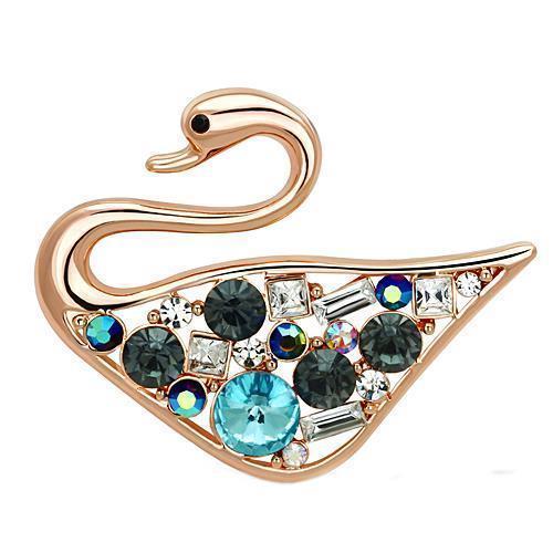 LO2934 - Flash Rose Gold White Metal Brooches with Top Grade Crystal  in Multi Color
