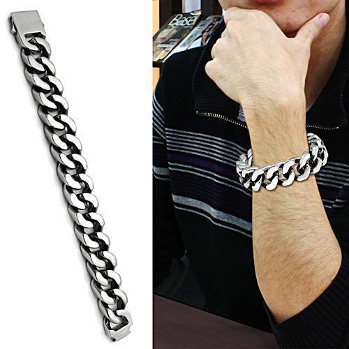 TK445 - High polished (no plating) Stainless Steel Bracelet with No Stone