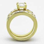 TK61206G - IP Gold(Ion Plating) Stainless Steel Ring with AAA Grade CZ  in Clear
