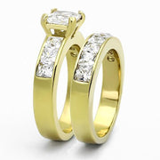 TK61206G - IP Gold(Ion Plating) Stainless Steel Ring with AAA Grade CZ  in Clear