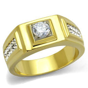 TK2222 - Two-Tone IP Gold (Ion Plating) Stainless Steel Ring with AAA Grade CZ  in Clear