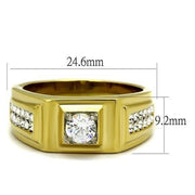 TK2222 - Two-Tone IP Gold (Ion Plating) Stainless Steel Ring with AAA Grade CZ  in Clear