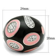 TK263 - High polished (no plating) Stainless Steel Ring with Top Grade Crystal  in Clear