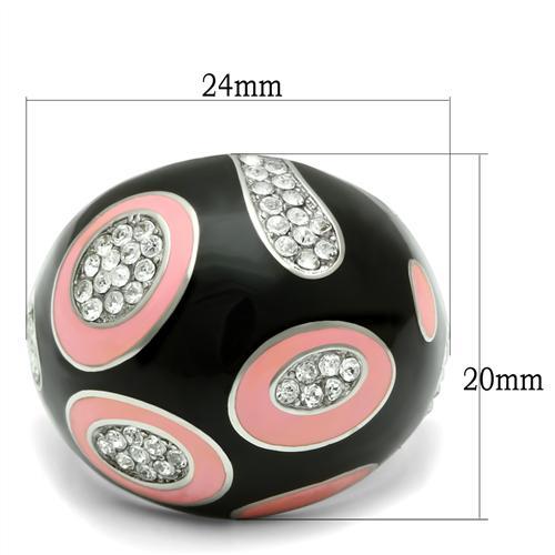 TK263 - High polished (no plating) Stainless Steel Ring with Top Grade Crystal  in Clear