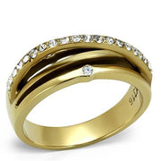 TK2611 - IP Gold(Ion Plating) Stainless Steel Ring with Top Grade Crystal  in Clear