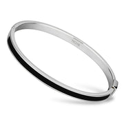 TK741 - High polished (no plating) Stainless Steel Bangle with Epoxy  in Jet