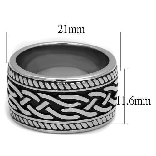 TK2239 - High polished (no plating) Stainless Steel Ring with Epoxy  in Jet