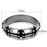 TK2342 - High polished (no plating) Stainless Steel Ring with Epoxy  in Jet