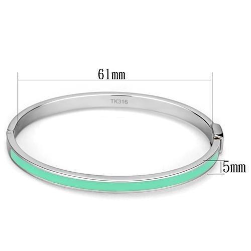 TK743 - High polished (no plating) Stainless Steel Bangle with Epoxy  in Turquoise